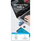 Считыватель флеш-карт Vention USB 3.0 AM/USB-C to SD+TF Gray Dual Drive Letter Aluminum Alloy (CLLH0)