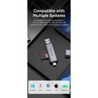 Считыватель флеш-карт Vention USB 3.0 AM/USB-C to SD+TF Gray Dual Drive Letter Aluminum Alloy (CLLH0)
