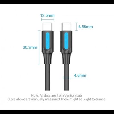 Дата кабель USB-C to USB-C 1.5m 5A black Vention (COTBG)