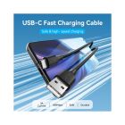 Дата кабель USB 2.0 AM to USB-C 1.0m 3A black Vention (CTHBF)