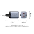 Зарядное устройство Vention 2xUSB-C PD45W GaN transparent gray (FCFH0-EU)