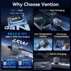 Зарядний пристрій Vention 2xUSB-C PD45W GaN transparent gray (FCFH0-EU)