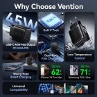 Зарядний пристрій Vention 2xUSB-C PD45W GaN transparent white (FCFW0-EU)