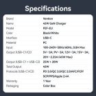 Зарядний пристрій Vention 2xUSB-C PD45W GaN transparent white (FCFW0-EU)