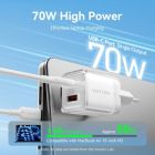 Зарядное устройство Vention 1xUSB-C PD70W + 1xUSB QC3.0 22.5W GaN transparent gray (FCGH0-EU)