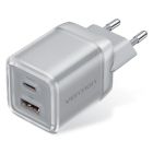 Зарядний пристрій Vention 1xUSB-C PD70W + 1xUSB QC3.0 22.5W GaN transparent gray (FCGH0-EU)