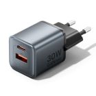 Зарядний пристрій Vention 1xUSB-C PD30W + 1xUSB QC3.0 18W GaN gray (FEWH0-EU)