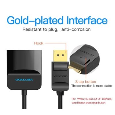 Перехідник DisplayPort M to HDMI F 0.15m black Vention (HBGBB)