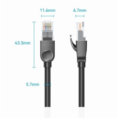 Патч-корд 3м, UTP cat 6 RJ-45 black Vention (IBNBI)