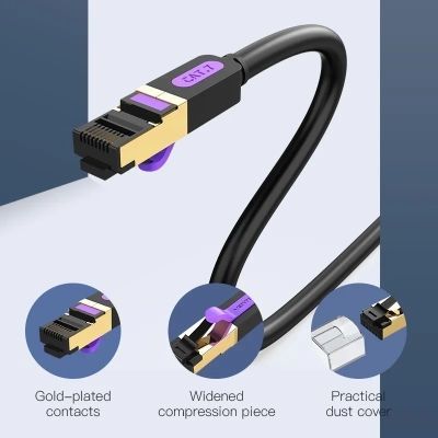 Патч-корд 1м, S/FTP cat 7 RJ-45 black Vention (ICDBF)