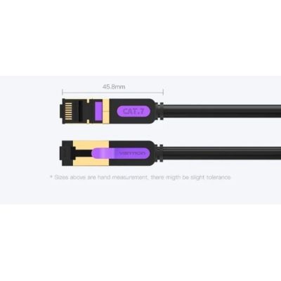 Патч-корд 1м, S/FTP cat 7 RJ-45 black Vention (ICDBF)