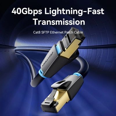 Патч-корд 15м, S/FTP cat 8 RJ-45 black Vention (IKABN)
