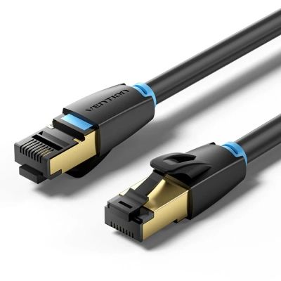 Патч-корд 15м, S/FTP cat 8 RJ-45 black Vention (IKABN)