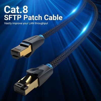 Патч-корд 5м, S/FTP cat 8 RJ-45 COPPER black Vention (IKGBJ)