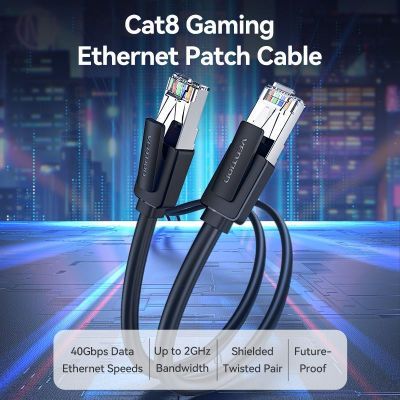 Патч-корд 1м, S/FTP cat 8 RJ-45 black Vention (IKKBF)