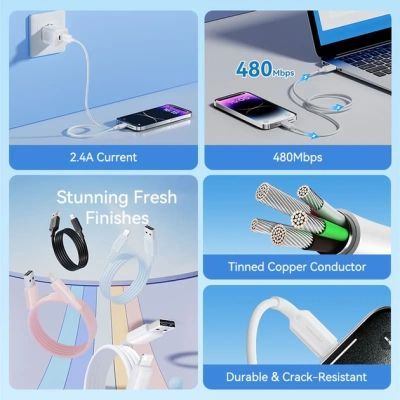 Дата кабель USB 2.0 AM to Lightning 1.0m 2.4A black Vention (LAMBF)