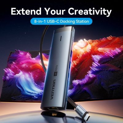 Концентратор Vention USB-C 7-in-1 USB-C PD + USB 3.2 + USB 3.0 + USB 2.0 + RJ45 + SD/TF + HDMI 0.15m (TGUHB)