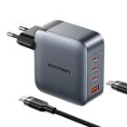 Зарядное устройство Vention 3xUSB-C PD100W + 1xUSB QC3.0 30W GaN + cable USB-C to USB-C 1.0m gray (TZ-FETH0-EU)