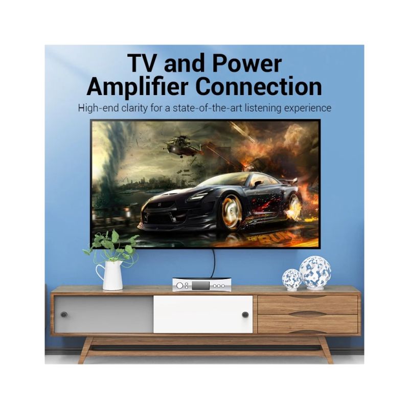 Кабель мультимедийный 2xRCA M to 2xRCA M 1.0m black Vention (VAB-R06-B100)