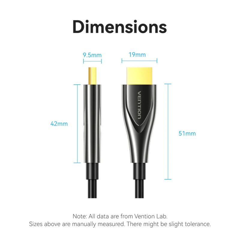 Кабель мультимедійний HDMI M to HDMI M 40.0m 4K60Hz fiber optic zinc alloy black Vention (ALSBV)