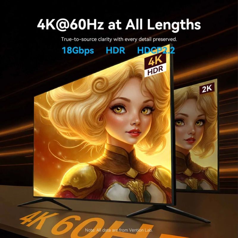 Кабель мультимедійний HDMI M to HDMI M 40.0m 4K60Hz fiber optic zinc alloy black Vention (ALSBV)