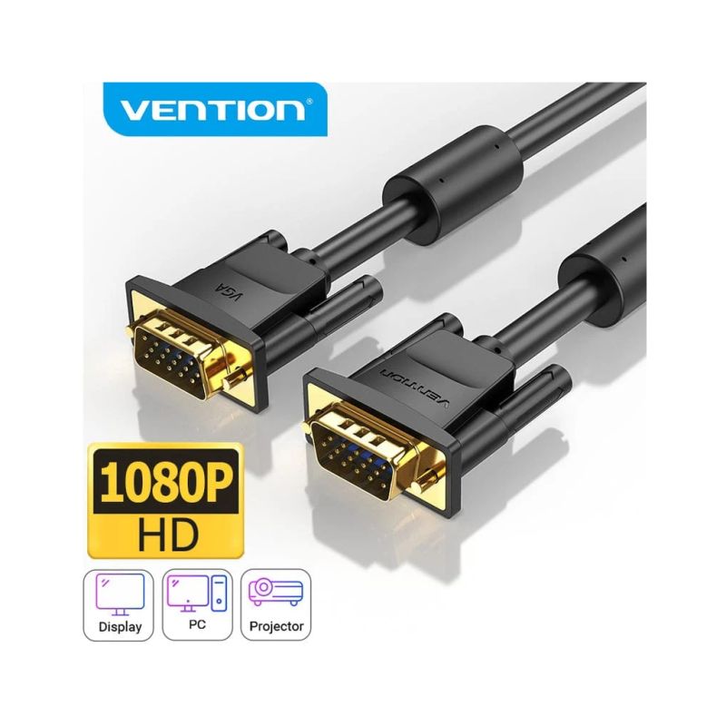Кабель мультимедийный VGA M to VGA M 10.0m black Vention (DAEBL)
