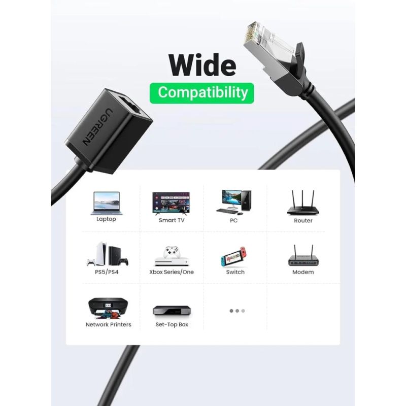 Патч-корд 1м, F/UTP cat 6 RJ-45 extension black Ugreen (U_11279)