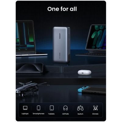 Батарея універсальна Ugreen 25000 mAh 145W Fast Charging Space Gray (U_90597A)