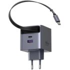 Зарядний пристрій Ugreen USB-C PD45W GaN + cable USB-C to USB-C retractable (65822)