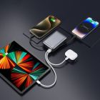 Батарея универсальная SWISSTEN 20000mAh SPACE 22/5W PD QC w/built-in cables USB-C/LIGHTNING Silver (8595217490598)
