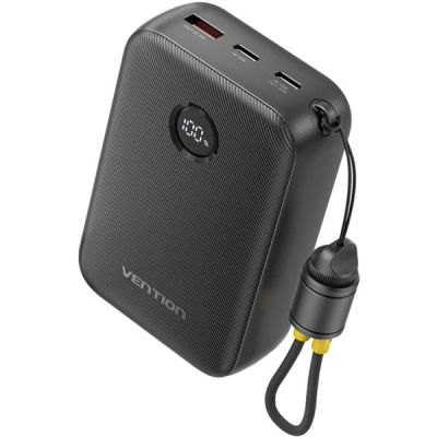 Батарея універсальна Vention 20000mAh 22,5W Fast Charging, with built-in USB-C cable, Black (FKBB0-C)