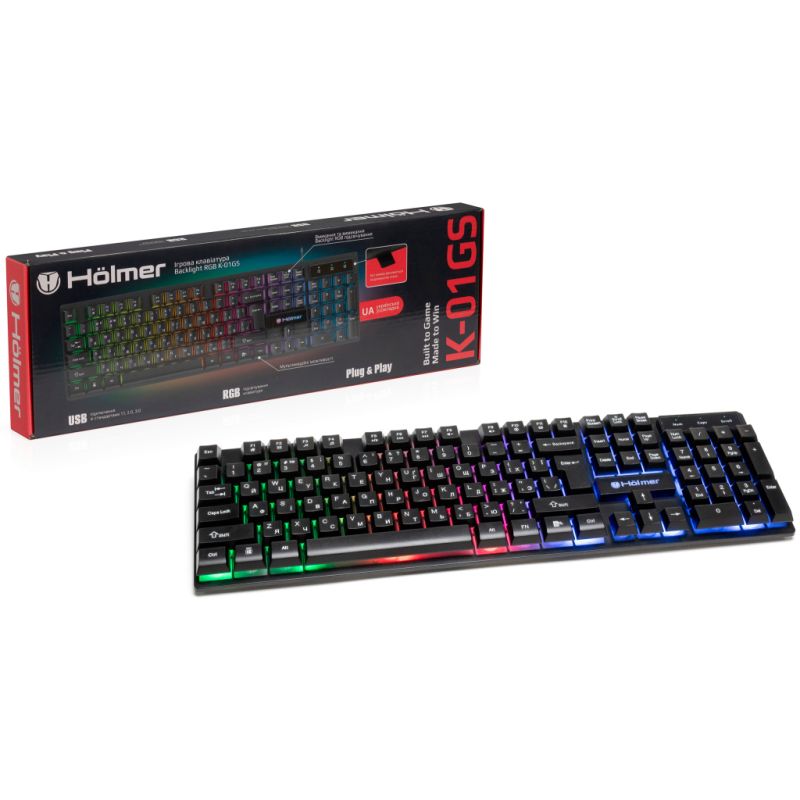 Клавиатура Hölmer RGB Backlight USB UA Black (K-01GS)