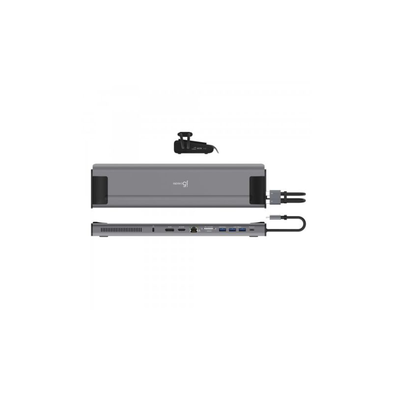 Порт-реплікатор J5create Dock-Station USB-C 10Gbps, 12-in-1 (слот M2 NVMe/хаб/HDMI/DP/PD/картрид/LAN) (JCD552-N)