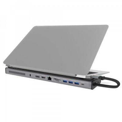 Порт-репликатор J5create Dock-Station USB-C 10Gbps, 12-in-1 (слот M2 NVMe/хаб/HDMI/DP/PD/картрид/LAN) (JCD552-N)