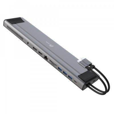 Порт-реплікатор J5create Dock-Station USB-C 10Gbps, 12-in-1 (слот M2 NVMe/хаб/HDMI/DP/PD/картрид/LAN) (JCD552-N)