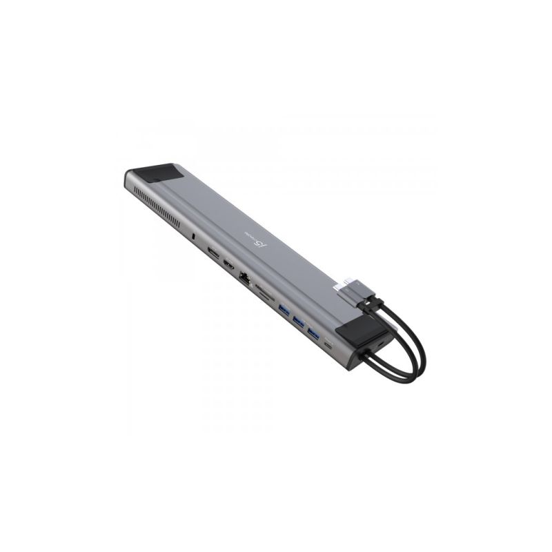 Порт-реплікатор J5create Dock-Station USB-C 10Gbps, 12-in-1 (слот M2 NVMe/хаб/HDMI/DP/PD/картрид/LAN) (JCD552-N)
