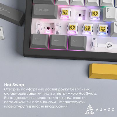Клавиатура Ajazz AK650 Moon Yellow Switch USB UA Black/Grey/Yellow (AK650-MY-GWY)