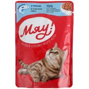 Влажный корм для кошек Мяу! С рыбой в нежном соусе 85 г (4820269142657) (24 шт)