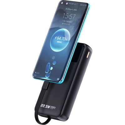Батарея универсальная Dudao K15Pro 20000mAh PD/22.5W, QC, with built-in cables, Black (6977196682430)
