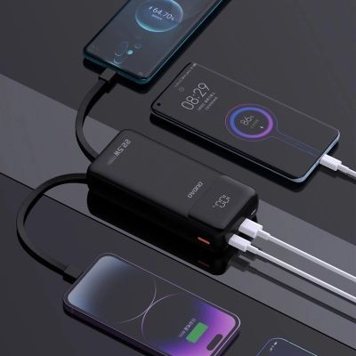 Батарея универсальная Dudao K15Pro 20000mAh PD/22.5W, QC, with built-in cables, Black (6977196682430)