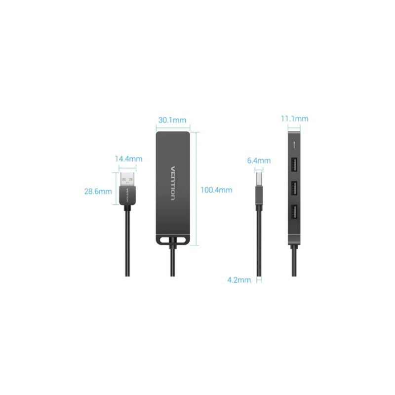 Концентратор Vention USB 2.0 to 4xUSB 2.0 black (CHMBB)