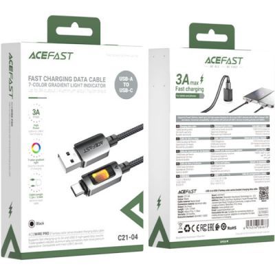 Дата кабель USB 2.0 AM to USB-C 1.2m 60W black Acefast (6974316284673)
