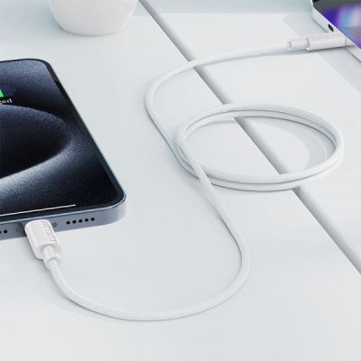 Дата кабель USB-C to USB-C 1.2m 3A white Acefast (6974316284253)