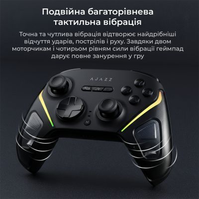 Геймпад Ajazz GP100 2.4G/BT/USB Switch/PC/iOS/Android RGB Black (GP100-B)