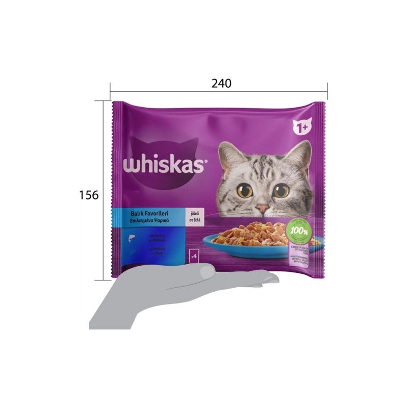 Влажный корм для кошек Whiskas тунец, лосось в желе 4х85 г (8410136025433)