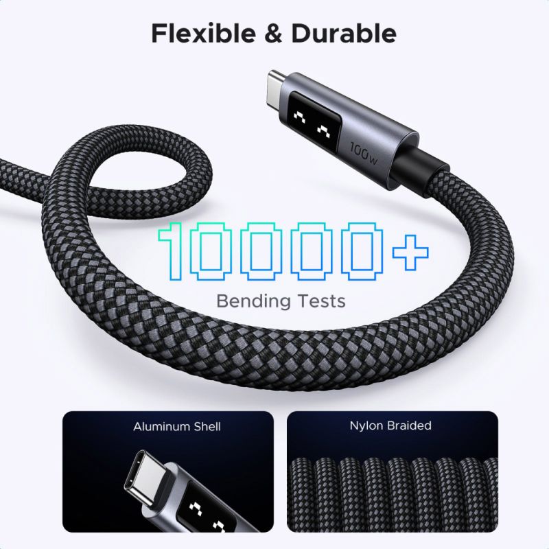 Дата кабель USB-C to USB-C 1.0m PD 100W display L509 black Ugreen (35501)