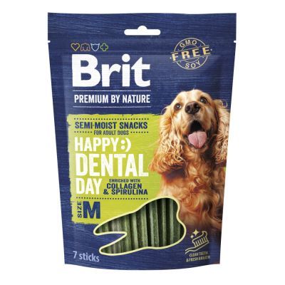 Ласощі для собак Brit Premium Dental Snacks M для середніх порід з колагеном і спіруліною 180 г (8595602573950)