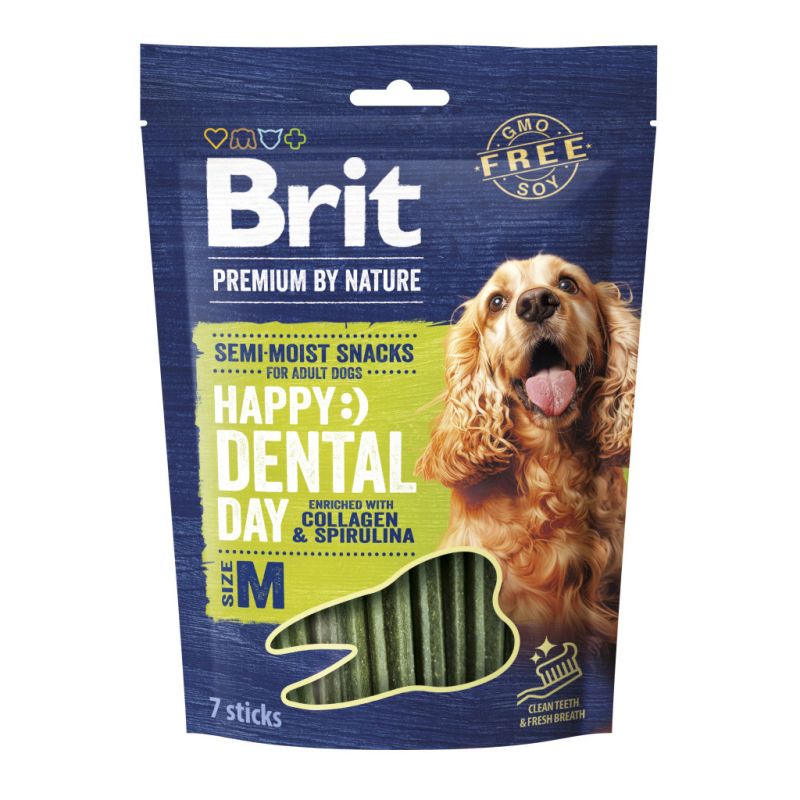 Лакомство для собак Brit Premium Dental Snacks M для средних пород с коллагеном и спирулиной 180 г (8595602573950)
