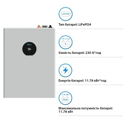 Батарея LiFePo4 Deye (SE-F12-C), 51.2V - 230Ah, 11.8kWh (SE-F12-C)