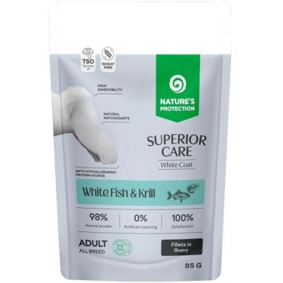 Вологий корм для собак Nature\'s Protection Superior Care White Dogs Grain Free Adult All White Fish and Krill 85 г (NPSC70465)